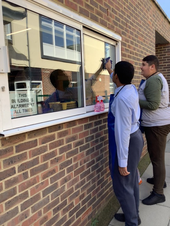Using a vinegar solution to clean the windows